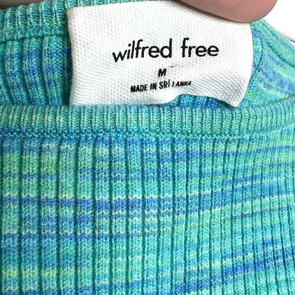 Aritzia Wilfred Free Cut-Out Knit Mini Dress Space Dye Aqua Teal Medium - Picture 7 of 10